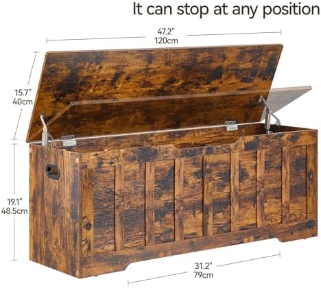 vankiley 47.2" storage chest extra large, wooden storage shown in use