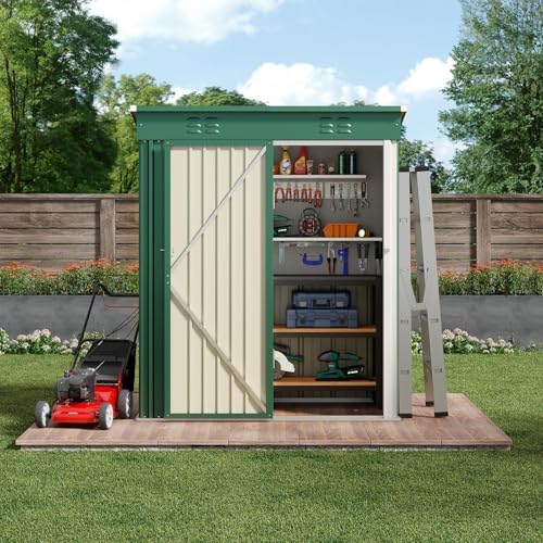 bealife 5' x 3' outdoor storage shed, metal, close-up detail