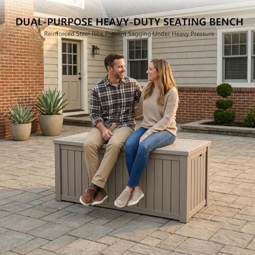 outdoor storage box,180 gallon waterproof deck box [upgraded, package contents