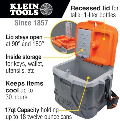 klein tools 55600 work cooler, 17-quart lunch box shown in use