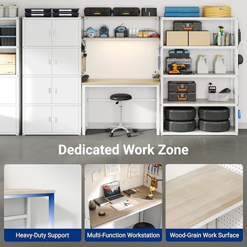 fleximounts 117"l modular garage storage cabinet with workbench, close-up detail