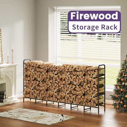 heavy duty firewood rack, metal log holder for, close-up detail