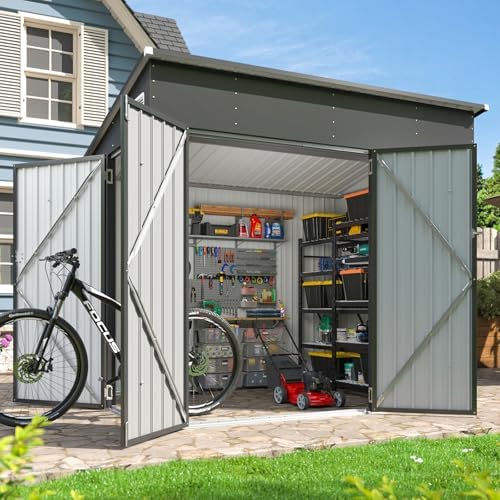 aoxun 7.5'x4' triple door shed outdoor storage shed, view 9