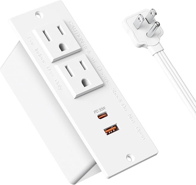 Recessed Power Strip USB C PD 30W Fast Charging, Flush Mount Desk Recessed by Jgstkcity