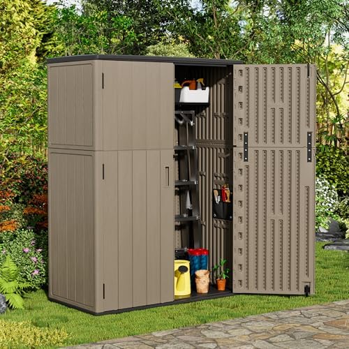 mrosaa outdoor storage shed waterproof,resin storage cabinet outdoor on a desk or shelf