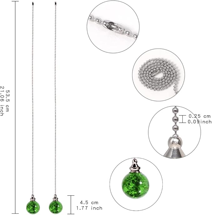 2PCS Green Pull Chain Crystal Glass Ice Cracked Ball Pull Chain - Image 2