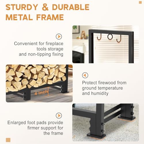4ft firewood rack outdoor with waterproof widened cover on a desk or shelf