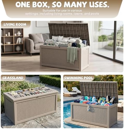 easyup 350 gallon deck box outdoor storage box showing dimensions