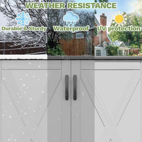 devoko 50 cu ft plastic outdoor storage cabinet, side view
