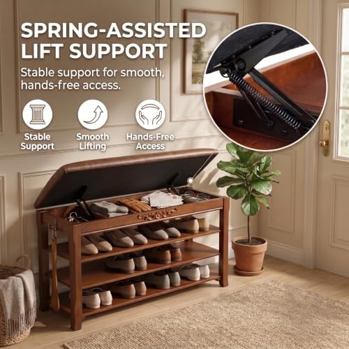 solid wood shoe rack bench entryway storage with, side view