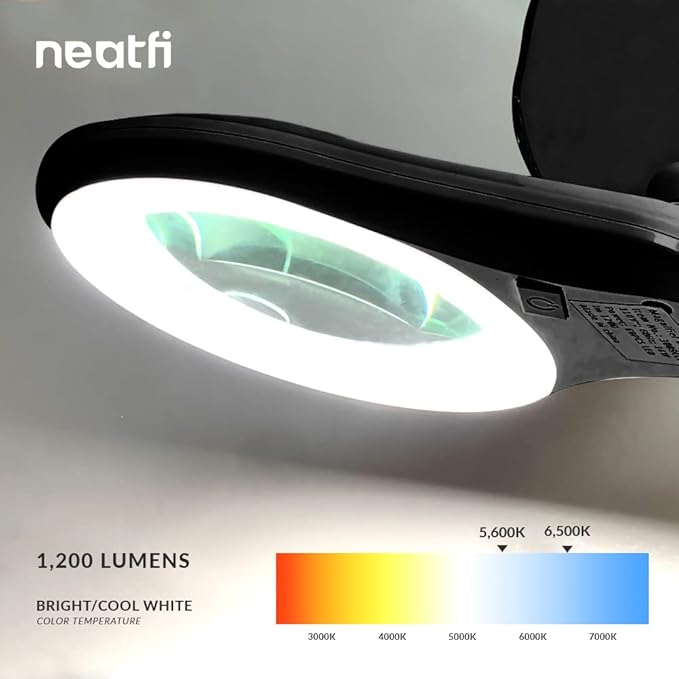 Neatfi LED Magnifying Floor Lamp – 1, 200 Lumens, 5” Bifocal Lens - Image 2