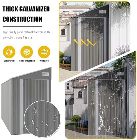 yopto 4×8 ft outdoor metal storage shed,heavy-duty lean, package contents