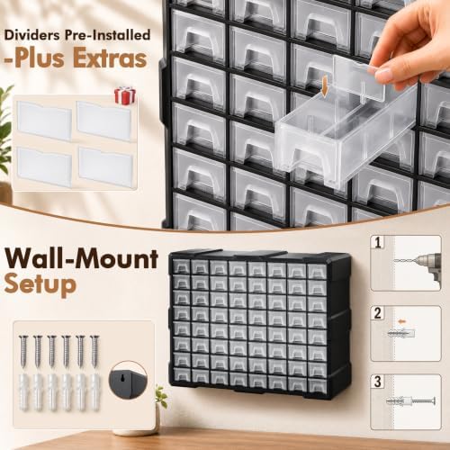 64-drawer organizer craft organizers and storage with dividers, package contents