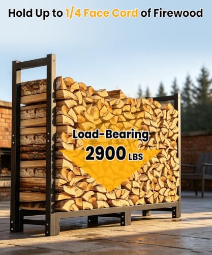 4ft firewood rack outdoor indoor, upgraded heavy duty, close-up detail