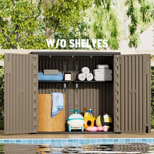 mrosaa large outdoor storage box,resin shed,waterproof/lockable,outdoor storage cabinet, package contents