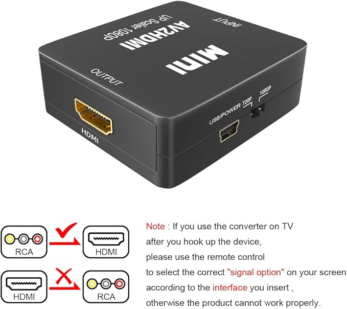 Kirzi AV to HDMI Converter, RCA to HDMI Converter, 1080P Mini RCA Composite - Image 4