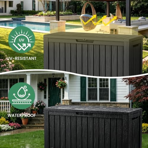80 gallon outdoor storage box, waterproof resin deck, package contents