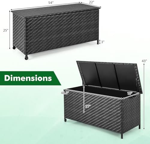 tangkula tightly-woven rattan deck box, patiojoy storage cabinet on a desk or shelf