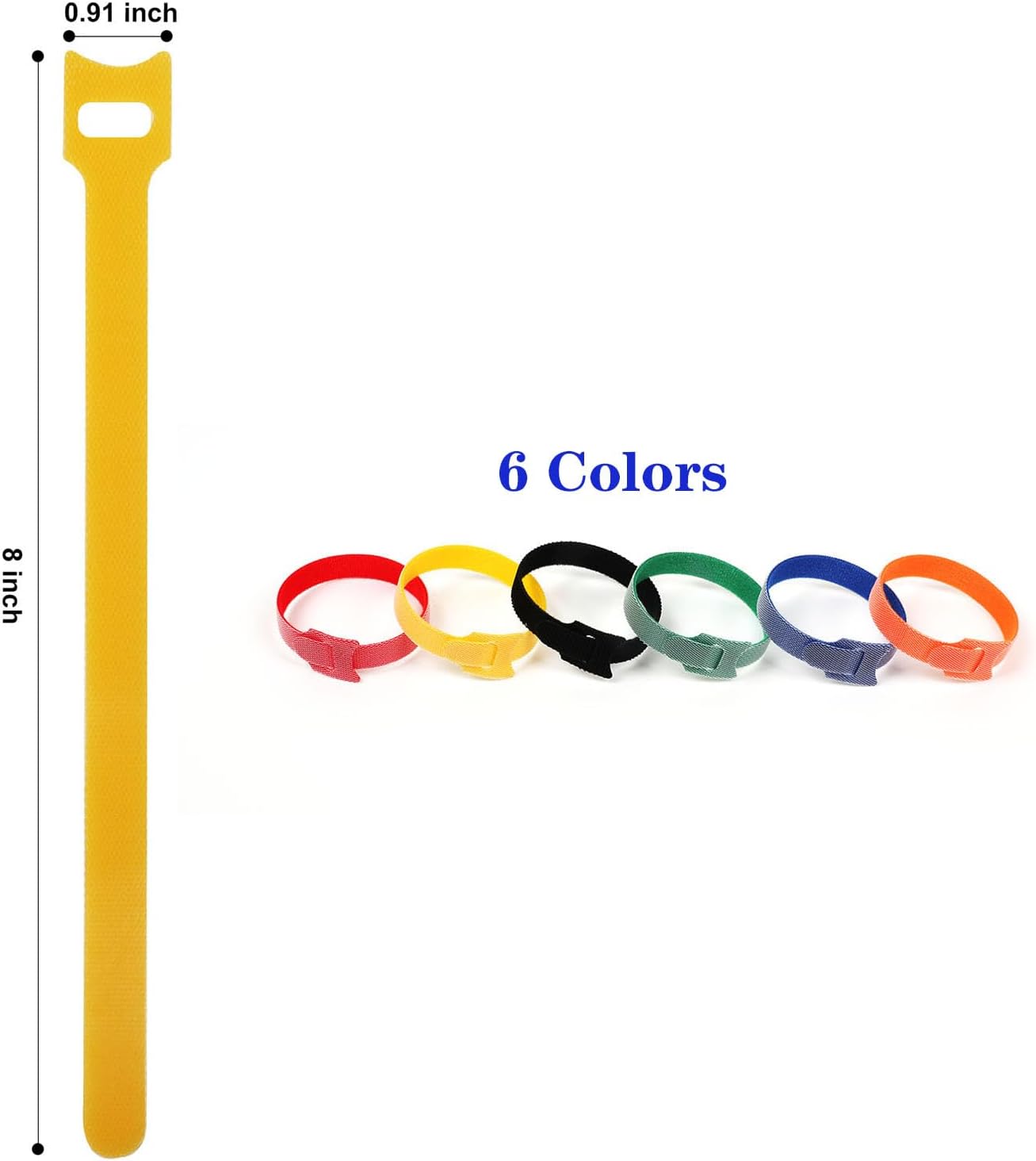 Reusable Hook and Loop Cable Ties, 102 Pcs 8 Inches Multicolor Nylon Fabric Fastening Straps for Cable Management and Organization