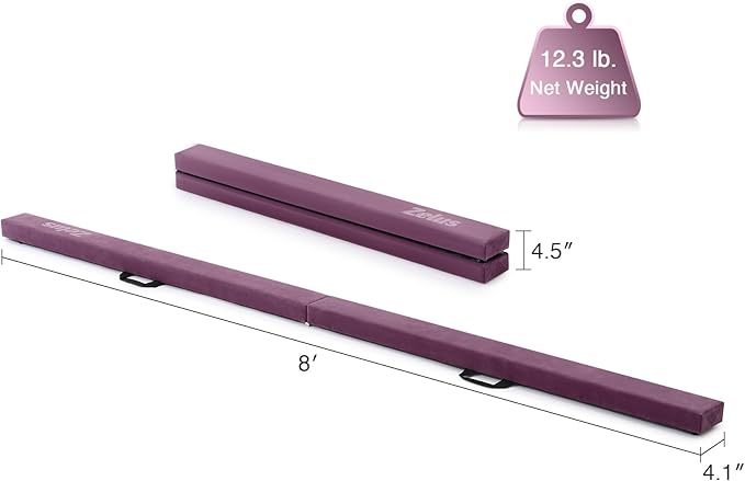 ZELUS 8' Folding Gymnastics Balance Beam, Floor Balance Beam w/Carry Handles - Image 6