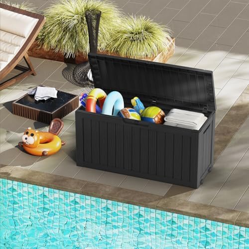 mars villa deck box, outdoor storage box waterproof, close-up detail