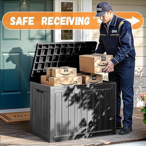 50gal outdoor storage box anti-theft delivery box lockable, side view