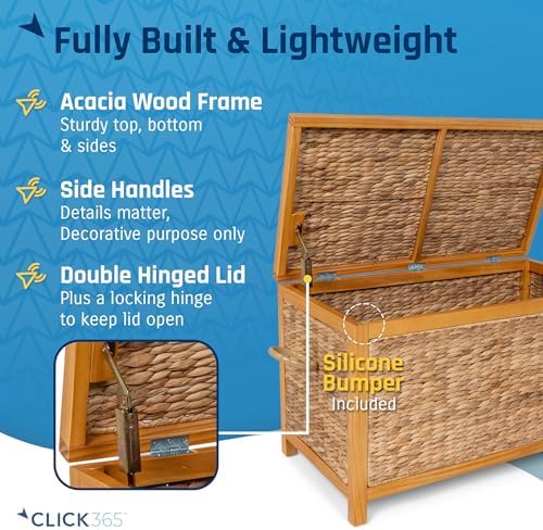 click365 wilson wicker storage trunk with lid, 30, side view