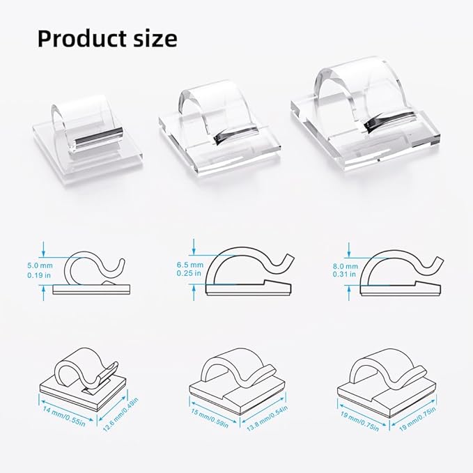 ITUGOU 100 PCS Cable Clips Cord Organizer, Wire Holder - Image 2