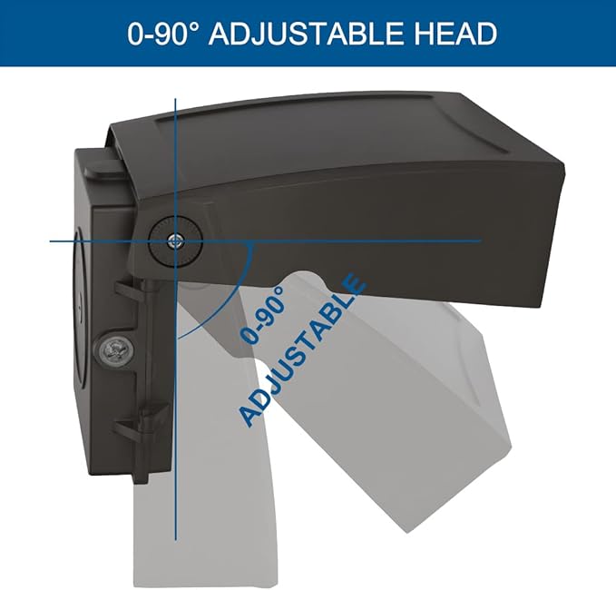 DAKASON 60W LED Wall Pack, Dusk-to-Dawn Photocell, Adjustable Head, Full - Image 3