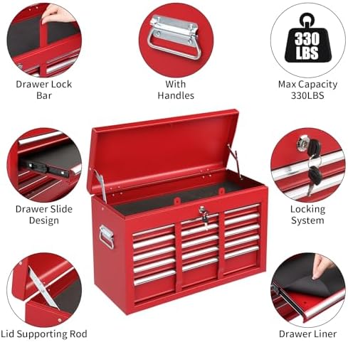 winado 24" metal portable tool box with 5 on a desk or shelf