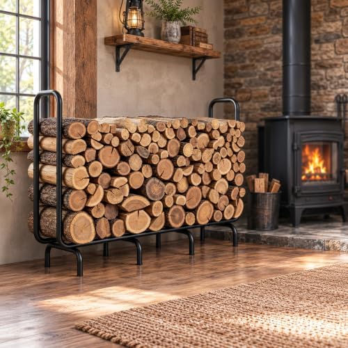4.5ft firewood rack outdoor, heavy duty metal wood, main product view
