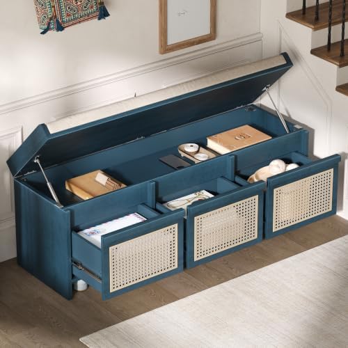 softsea 48" shoe storage bench with cushion, 2-tier, close-up detail