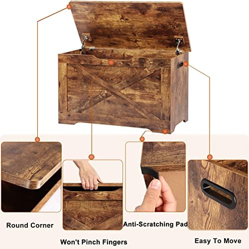 timberer 31.5" storage chest, wooden storage bench, entryway showing dimensions