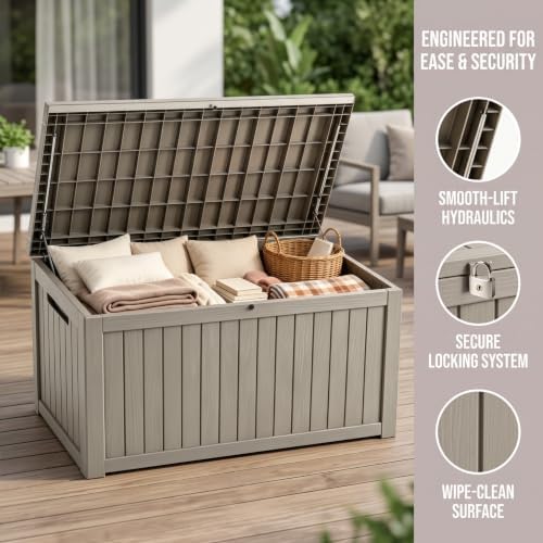 makino 198 gallon large resin outdoor storage box, package contents