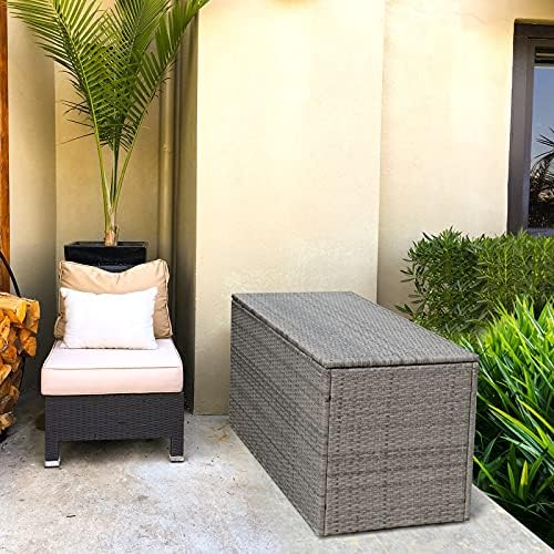 giantex rattan deck box outdoor&indoor 88 gallon wicker showing dimensions