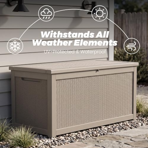 380 gallon outdoor storage box waterproof, lockable resin, view 9