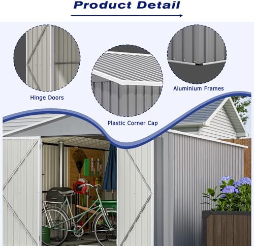 yopto 8x12 ft outdoor storage shed w/floor frame,metal, front angle view
