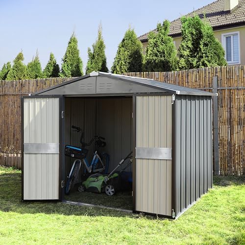 mupater 8 x 10 ft outdoor storage shed, front angle view
