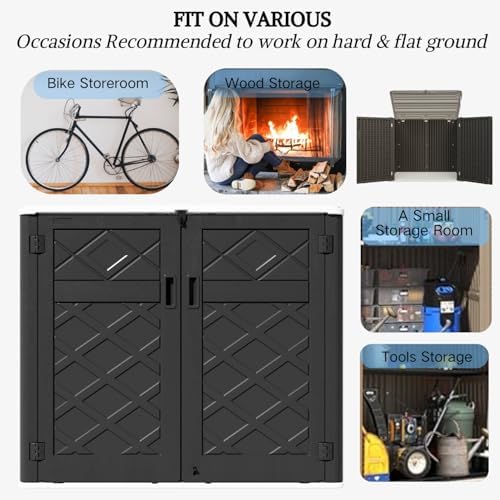 zzm large outdoor storage shed, 48 cu ft, front angle view