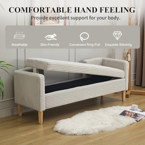 nioiikit 65" corduroy upholstered storage ottoman bench with, package contents