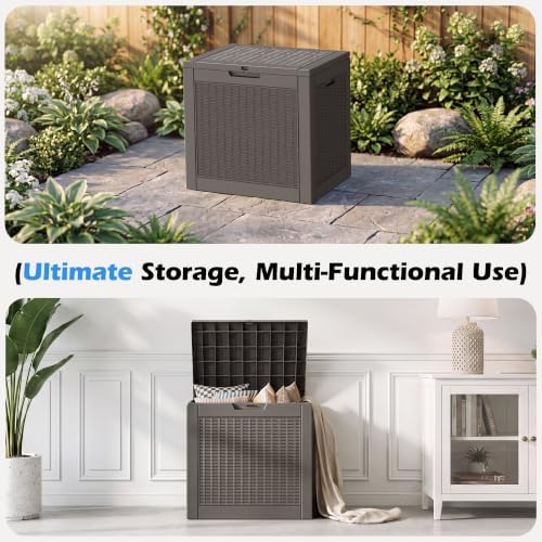 35 gallon outdoor storage box waterproof deck box, package contents