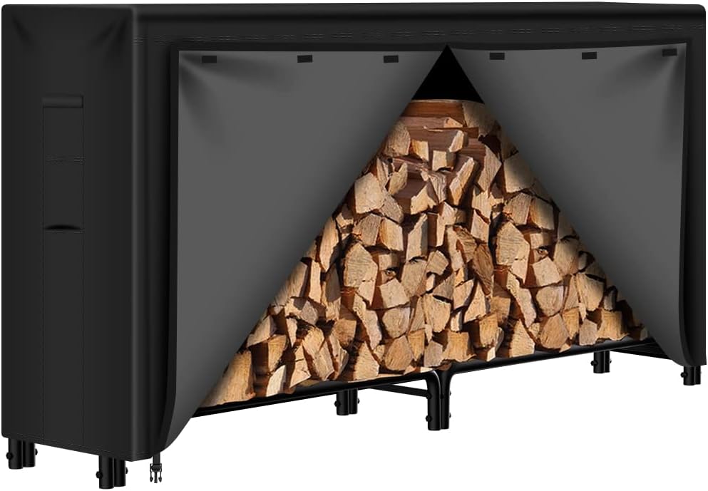 amagabeli 6ft firewood rack outdoor with cover heavy-duty, main product view