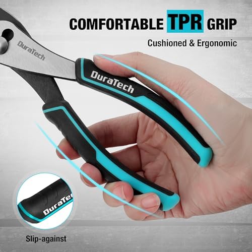 DURATECH 8 Inch Slip Joint Pliers, Pliers Tool with Comfortable TPR Handle, High Carbon Steel, Strong Sharp Teeth, Pliers for Tightening, Loosening and Gripping Nuts and Bolts (Pack of 2)