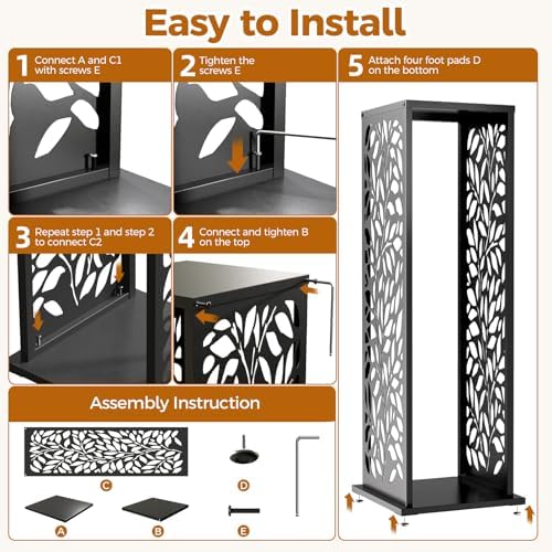 4ft firewood rack with leaf pattern, fire wood, view 9
