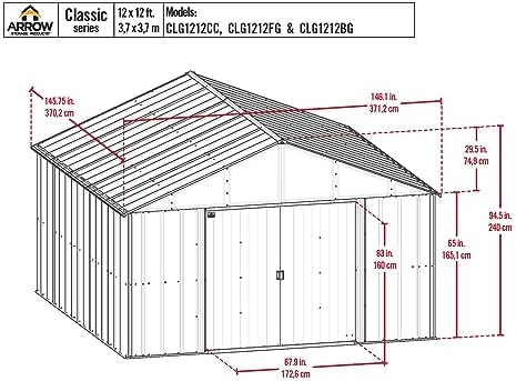 arrow classic metal shed, 12 x 12, flute, close-up detail