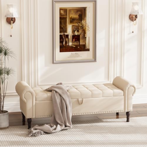 apicizon 60” bench with storage, faux leather ottoman, view 9