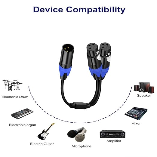 1 Male to 2 Female XLR Y Splitter Micrphone Cable, 3pin Male to Dual XLR Female - Image 3