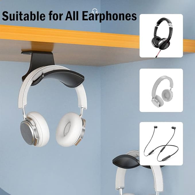 SIROLISA 2-Pack Never Fall Headphone Hooks Hanger Wall Mount, Headset Holder - Image 2