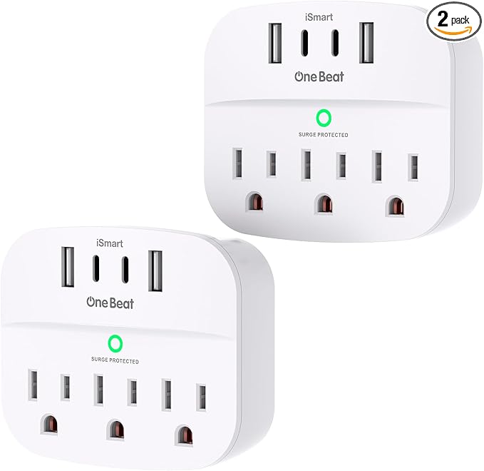 One Beat 2 Pack Multi Plug Outlet Splitter by OneBeat