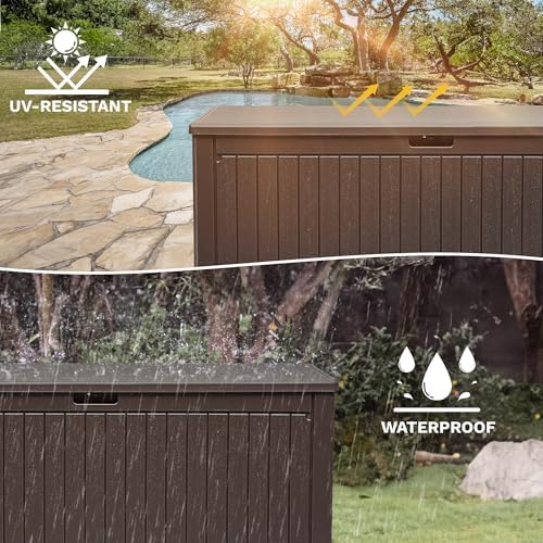 dwvo 320 gallon double-wall deck box with divider showing dimensions